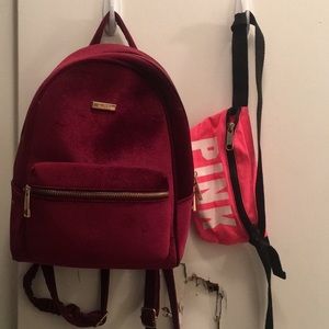 Aldo back pack with pink fanny pack .